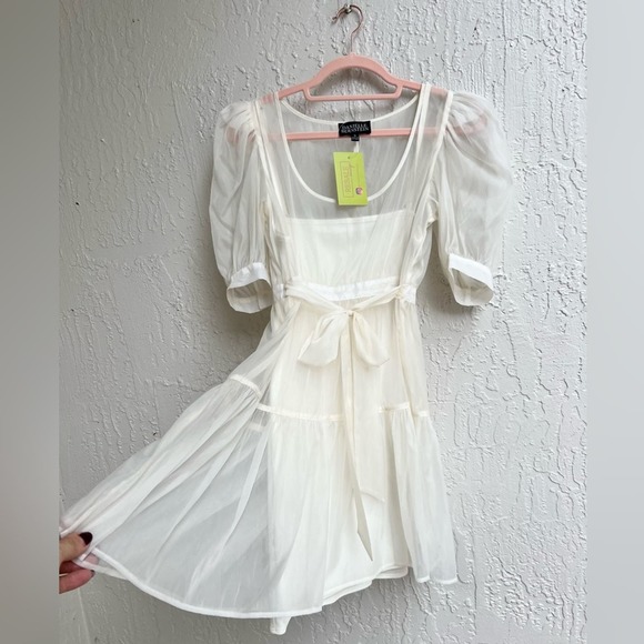 Danielle Bernstein tulle mini dress cream size small - Picture 4 of 8